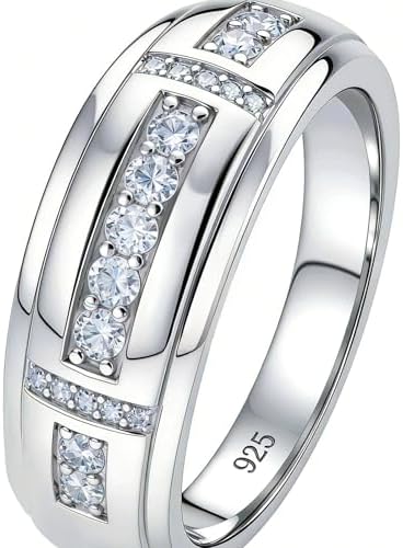 Men's Fine Sterling Silver CZ Square Watch-Style Band Ring (Size 4